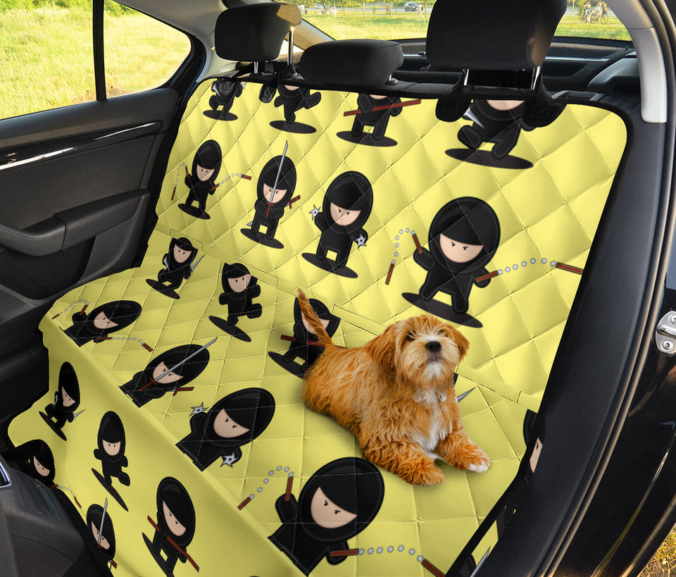 Cute Ninja Yellow Background Dog Car Seat Covers