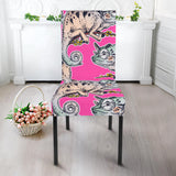Chameleon Lizard Pattern Pink Background Dining Chair Slipcover