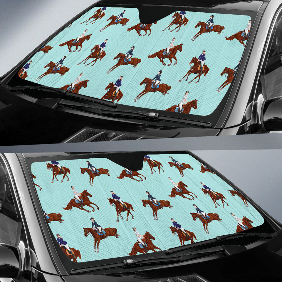 Horses Running Horses Rider Pattern Car Sun Shade