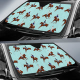 Horses Running Horses Rider Pattern Car Sun Shade