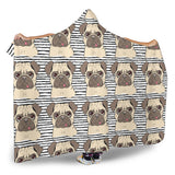 Happy Pug Pattern Hooded Blanket