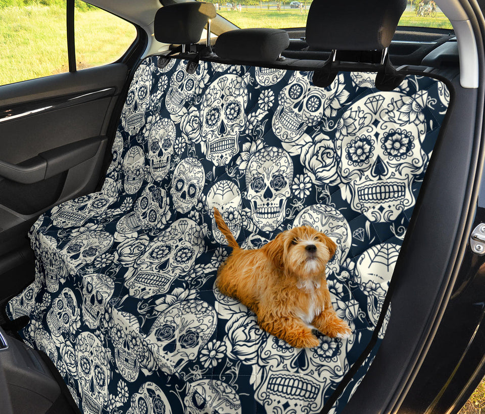 Sugar Skull Black White Pattern Dog Car Seat Covers