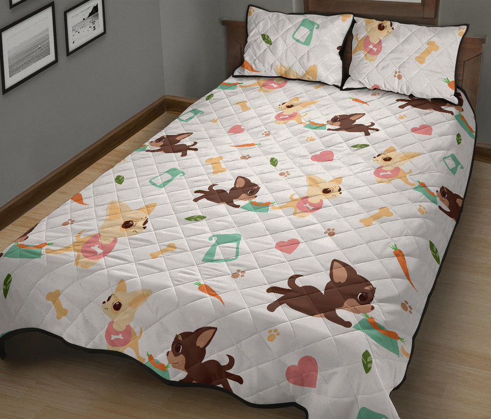 Cute Chihuahua puppie pattern Quilt Bed Set