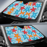 Blue Red Orange Starfish Pattern Car Sun Shade