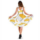 French Fries White Paper Box Pattern Sleeveless Midi Dress