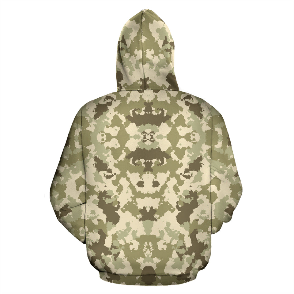 Light Green Camouflage Pattern Zip Up Hoodie