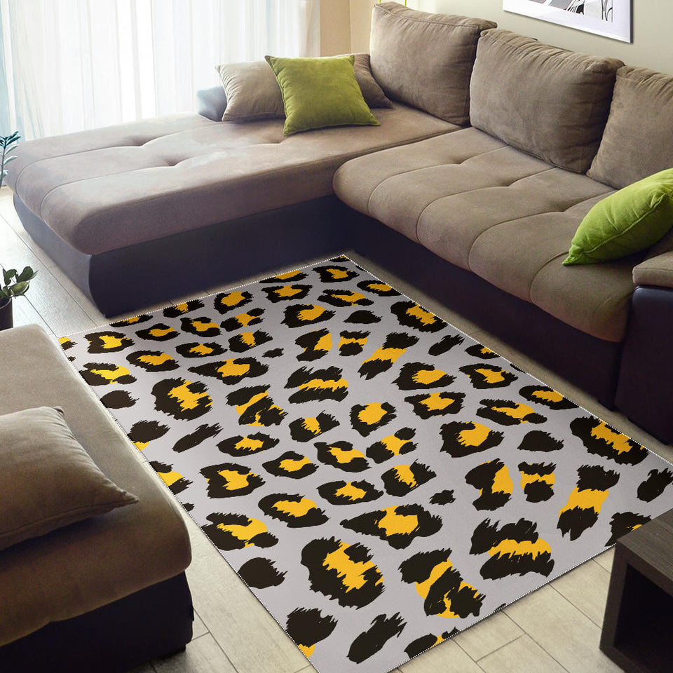 Gray Leopard Print Pattern Area Rug