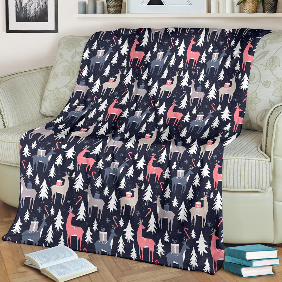 Deers Winter Christmas Pattern Premium Blanket