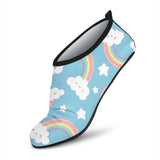 Cute Rainbow Clound Star Pattern Blue Background Aqua Shoes