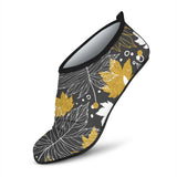 Beautiful Gold Autumn Maple Leaf Pattern Aqua Shoes