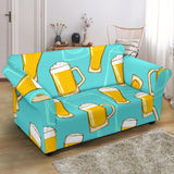 Beer Pattern Green Background Loveseat Couch Slipcover