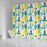 Cute Parrot Toucan Flamingo Cactus Exotic Leaves Pattern Shower Curtain Fulfilled In US