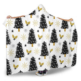 Christmas Tree Holly Snow Star Pattern Hooded Blanket