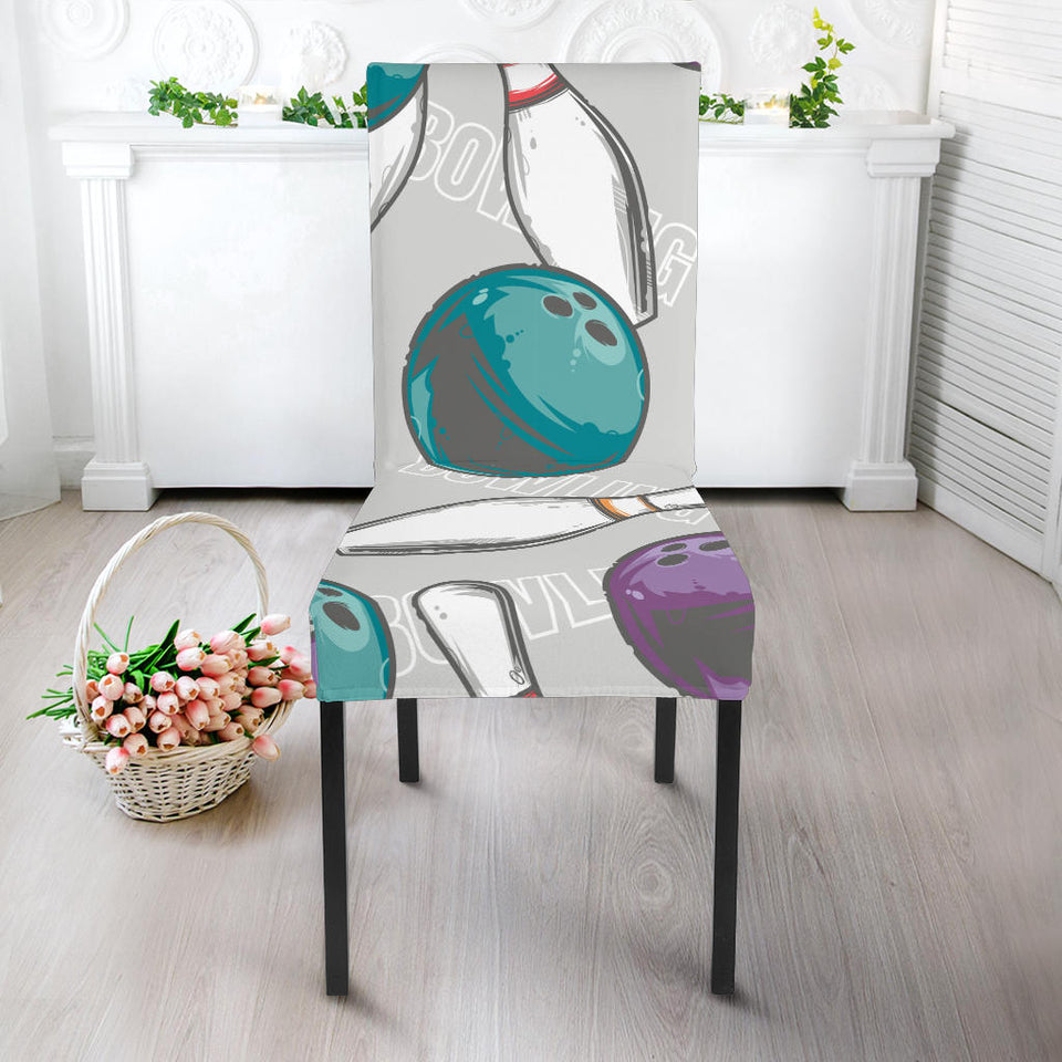 Bowling Ball And Pin Gray Background Dining Chair Slipcover