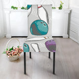 Bowling Ball And Pin Gray Background Dining Chair Slipcover