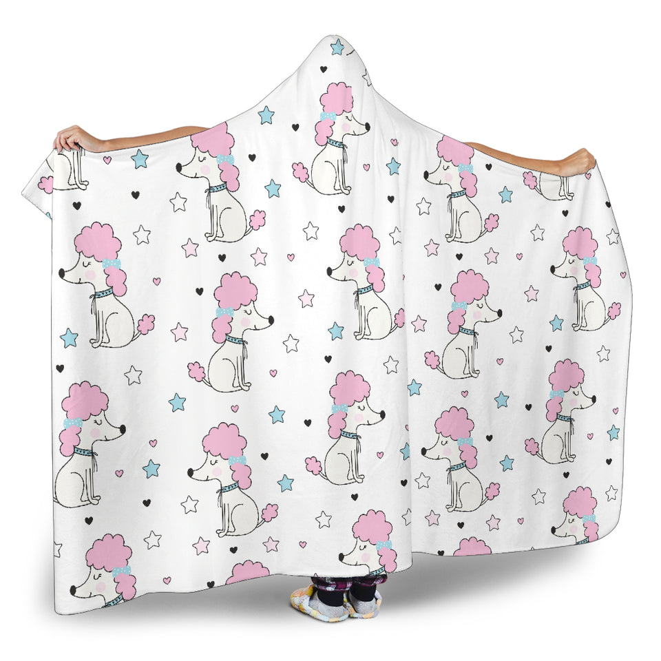 Cute Poodle Dog Star Pattern Hooded Blanket