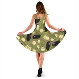 Eggplant Pattern Print Design 02 Sleeveless Midi Dress