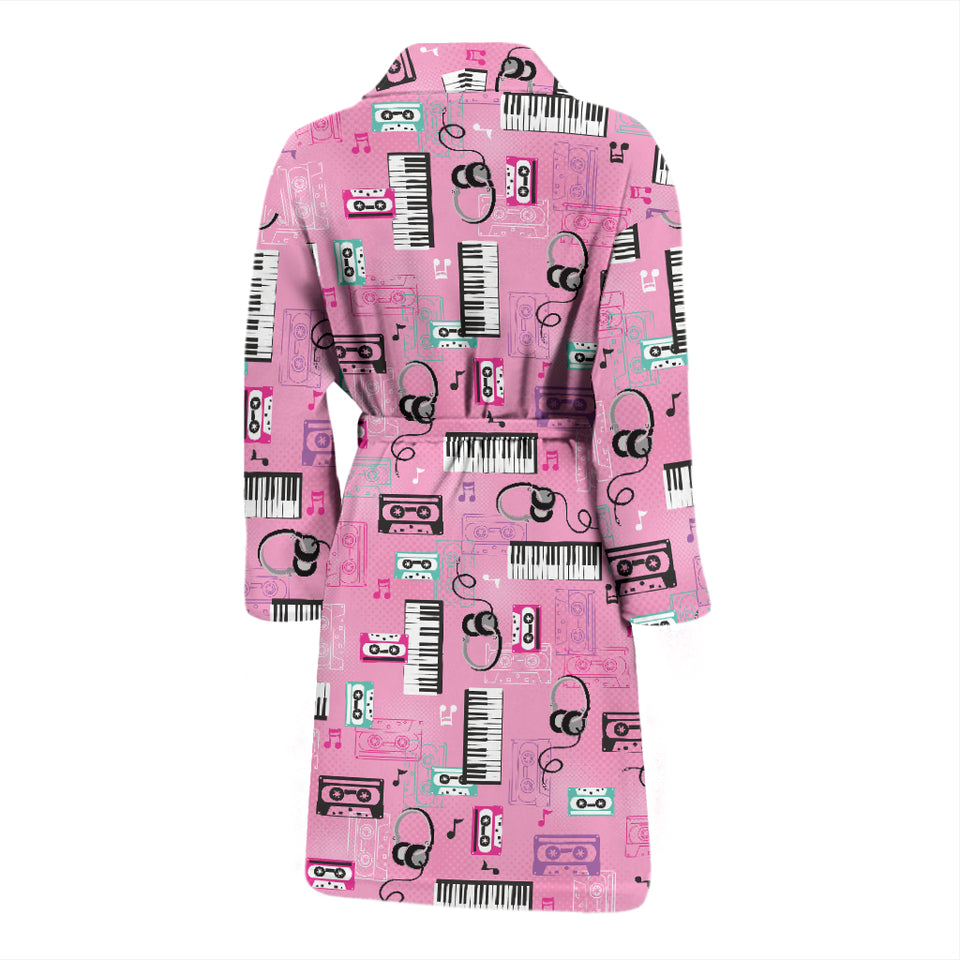 Piano Pattern Print Design 01 Men's Bathrobe