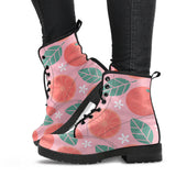 Grapefruit Leaves Flower Pink Background Leather Boots