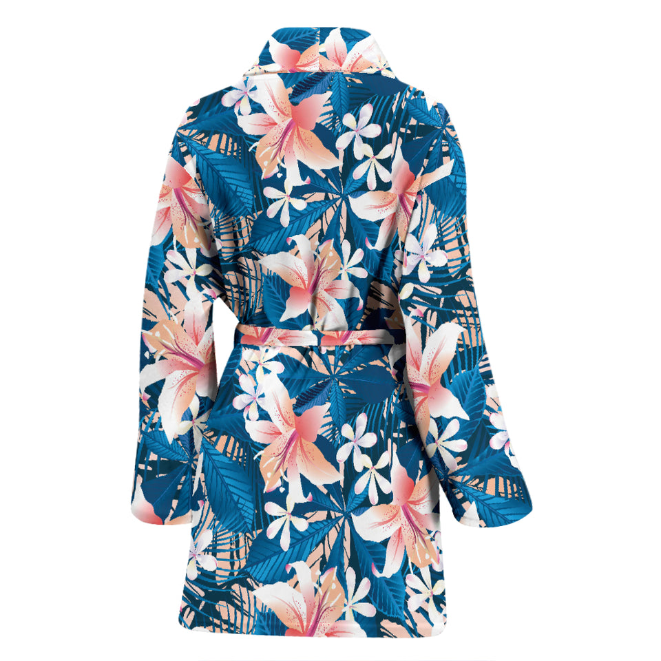 Hibiscus Pattern Print Design 02 Women's Bathrobe