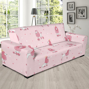Poodle Dog Pink Color Theme Sofa Slipcover