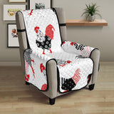 Cool rooster chicken cock floral ornament background Chair Cover Protector