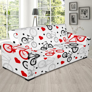 Bicycle Pattern Print Design 04 Sofa Slipcover