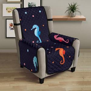 Watercolor colorful seahorse pattern Chair Cover Protector
