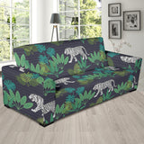 White Bengal Tigers Tropical Plant Sofa Slipcover