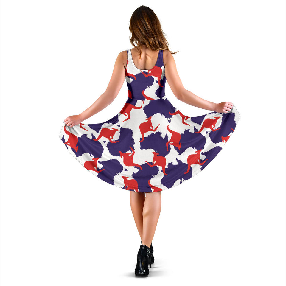 Kangaroo Australian Pattern Sleeveless Midi Dress