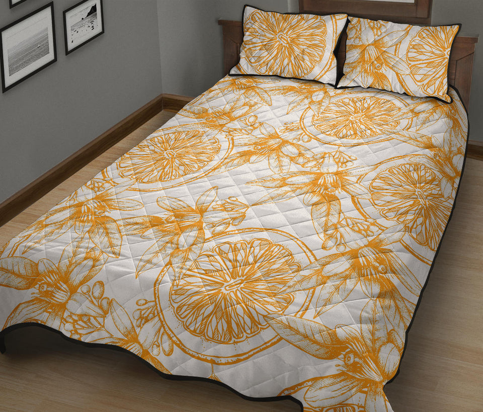hand drawn orange fruit pattern Quilt Bed Set