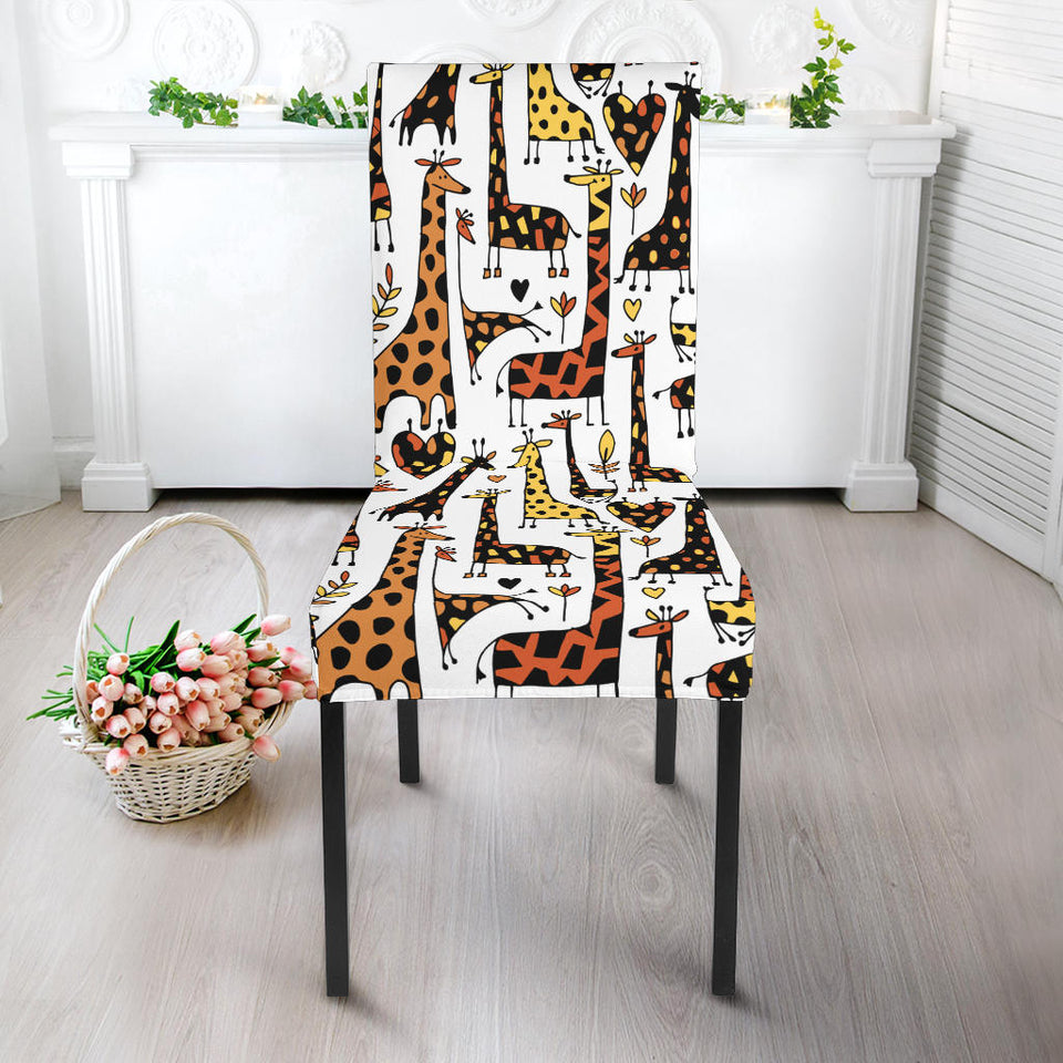 Giraffe Pattern Print Design 05 Dining Chair Slipcover