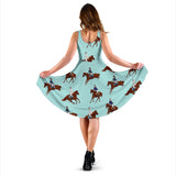 Horses Running Horses Rider Pattern Sleeveless Midi Dress