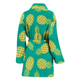 Pineapples Pattern Green Background Women'S Bathrobe