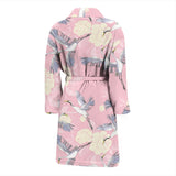 Japanese Crane Rose Pattern Men'S Bathrobe
