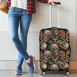 Skull Rose Humming Bird Flower Pattern Cabin Suitcases Luggages