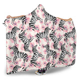 Zebra Pink Flower Background Hooded Blanket