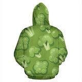 Broccoli Pattern Green Background Zip Up Hoodie