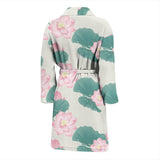 Pink Lotus Waterlily Leaves Pattern Men'S Bathrobe