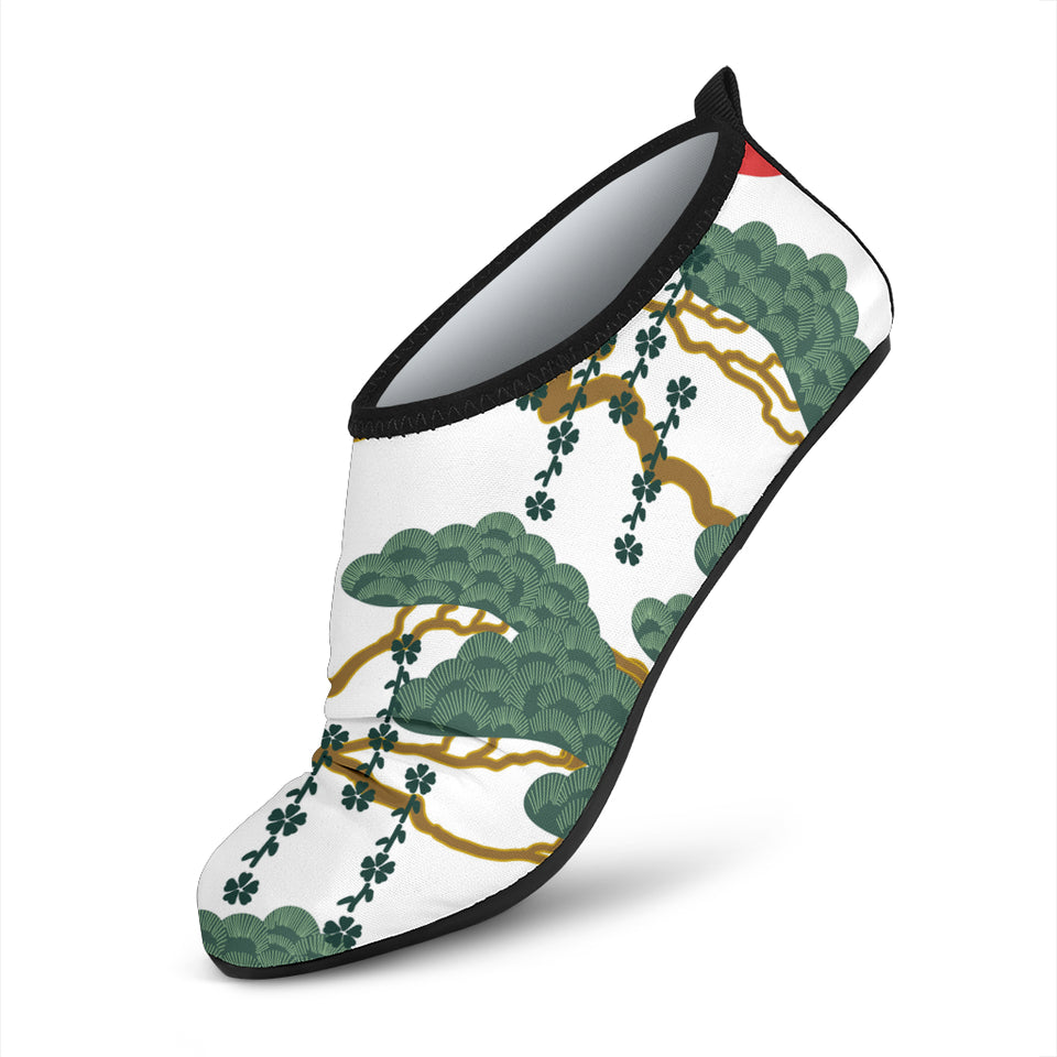 Bonsai Red Sun Japanese Pattern Aqua Shoes