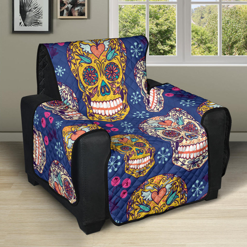 Sugar skull flower pattern Recliner Cover Protector