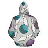 Bowling Ball And Pin Gray Background Zip Up Hoodie
