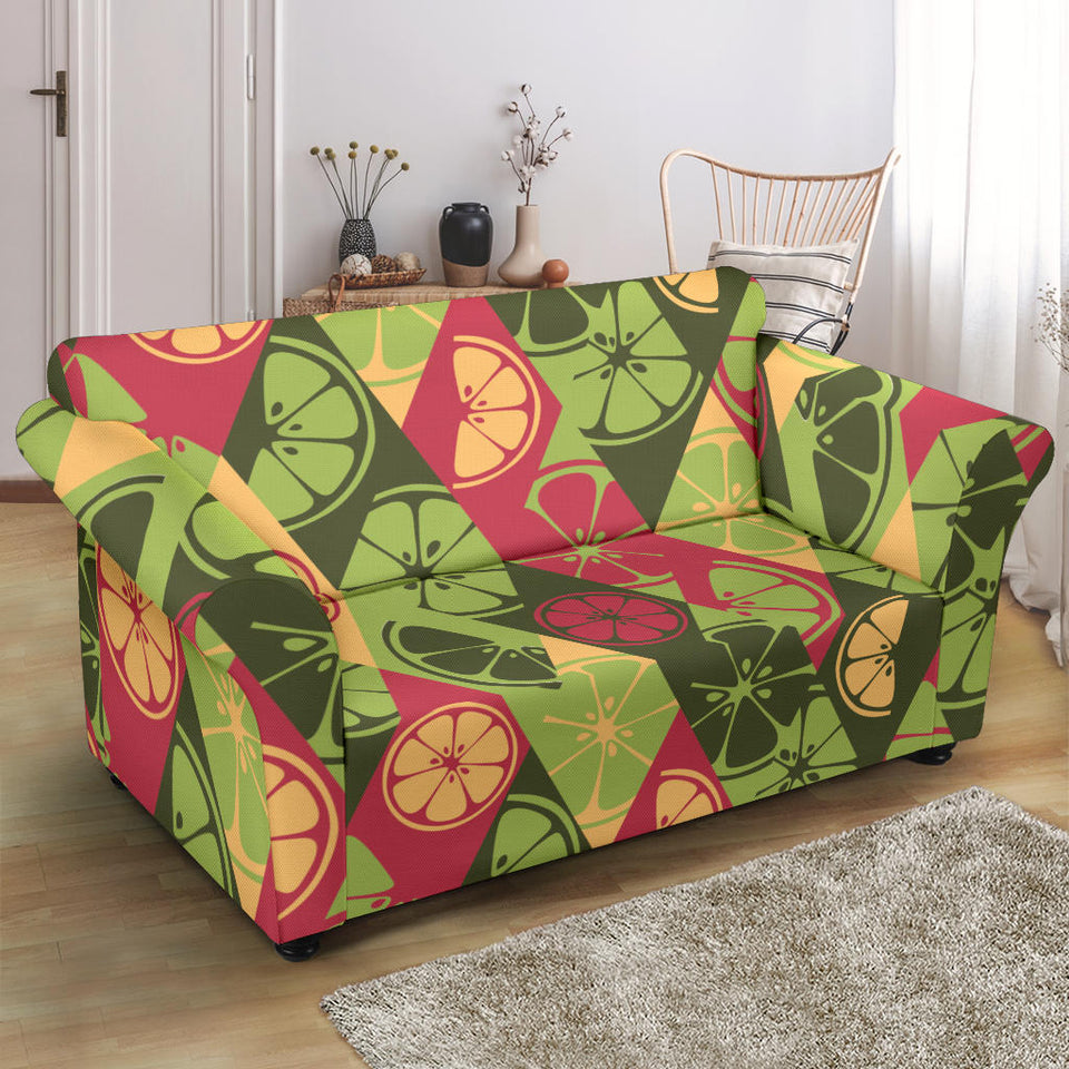 Cool Geometric Lime Pattern Loveseat Couch Slipcover