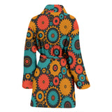 Gear Pattern Print Design 01 Women's Bathrobe