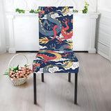 Blue Red Dragon Cloud Pattern Dining Chair Slipcover