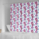 Purple Seahorse Blue Coral Pattern Shower Curtain Fulfilled In US