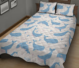 Blue whale pattern Quilt Bed Set