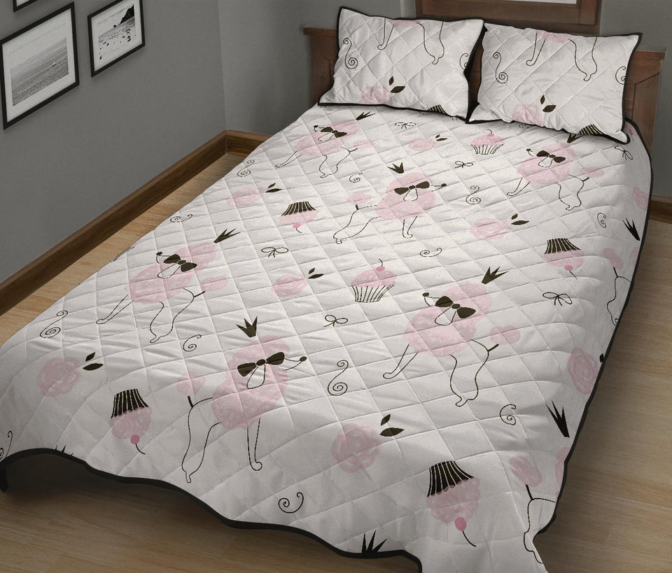 Poodle dog rose cake pattern Quilt Bed Set