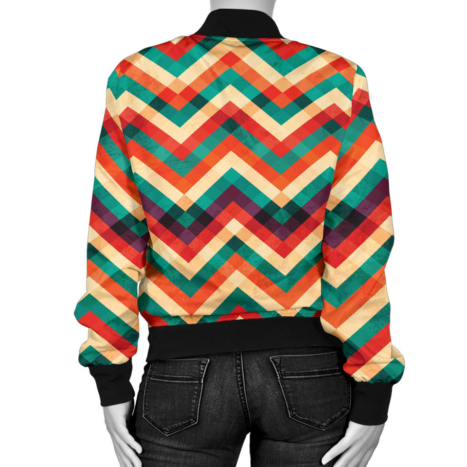 Zigzag  Chevron Colorful Pattern Women'S Bomber Jacket