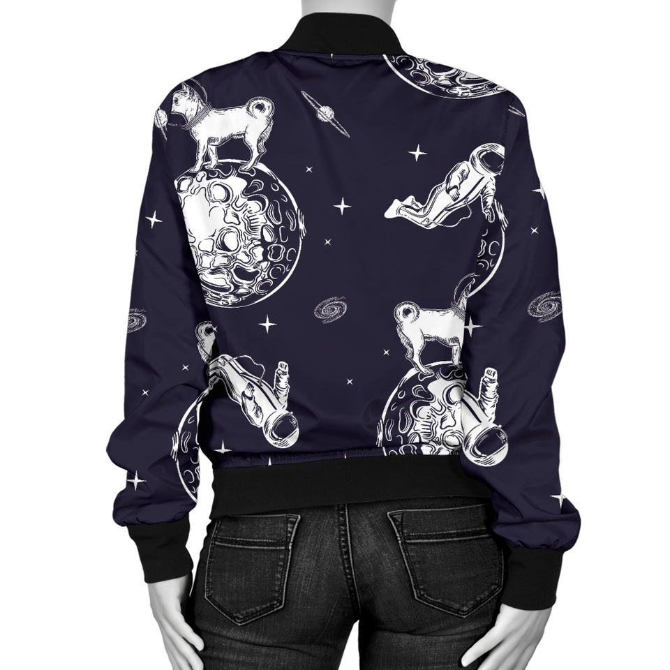 Chihuahua Space Helmet Astronaut Pattern Women'S Bomber Jacket